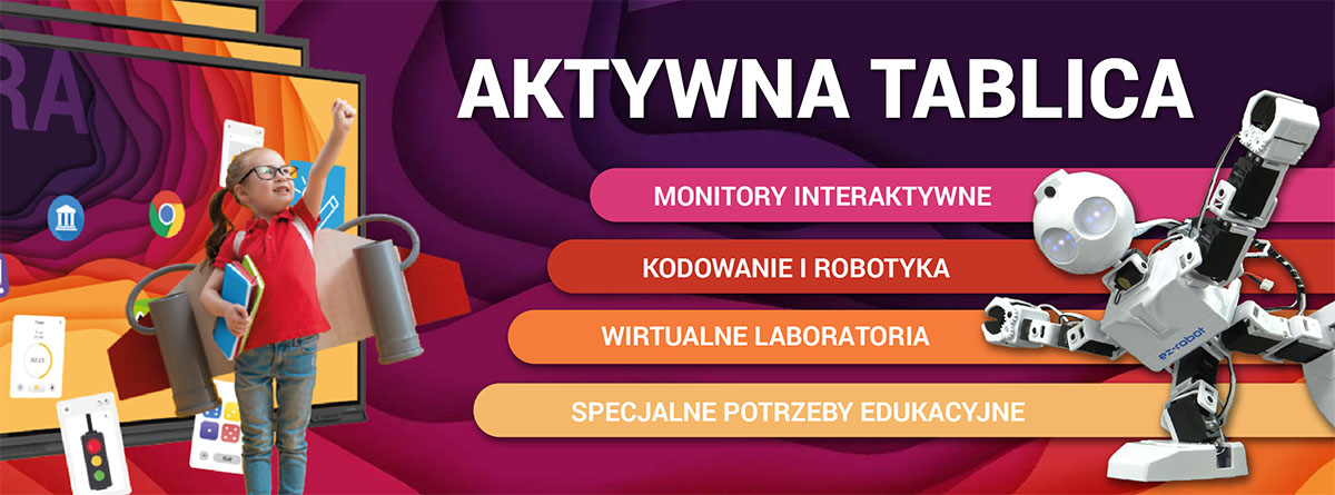 Aktywna tablica - monitory interaktywne, roboty edukacyjne, kodowanie, sprzet TIK